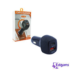 CARGADOR AUTO 1USB Y 1C CAJA NARANJA
